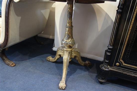 A Victorian carved giltwood tripod table, W.2ft 2in. H.2ft 5in.